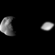 Atlas (left and center left) and Pan (center right and right) are two of Saturn’s tiny, poorly-resolved satellites. Respectively, the moons Atlas and Pan measures 24 miles (39 km) and 20.5 miles (33 km) across at their equators. Image: NASA/JPL/SSI